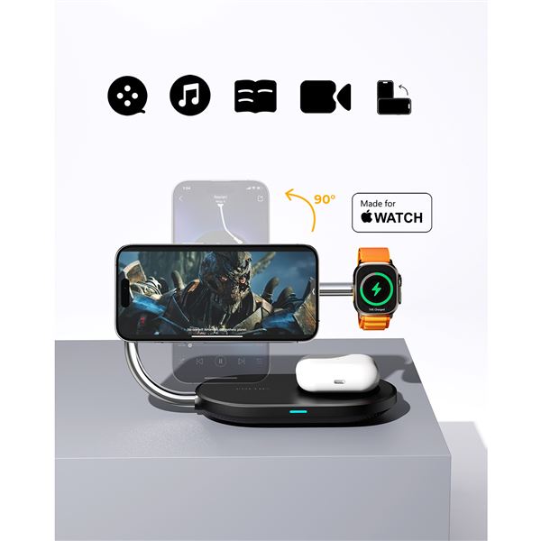 Voltme MagPak 3-IN-1 Series Qi2 + MFI (black)